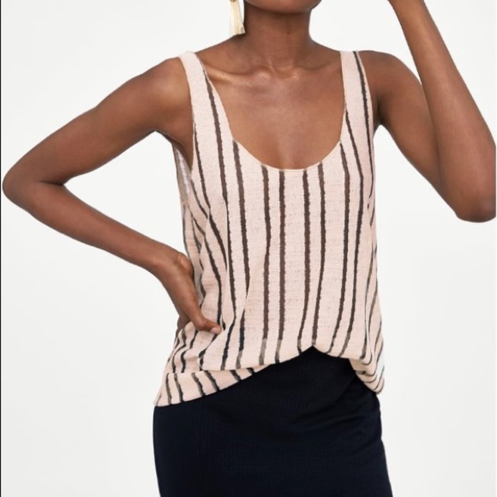 ZARA textured stripes cami